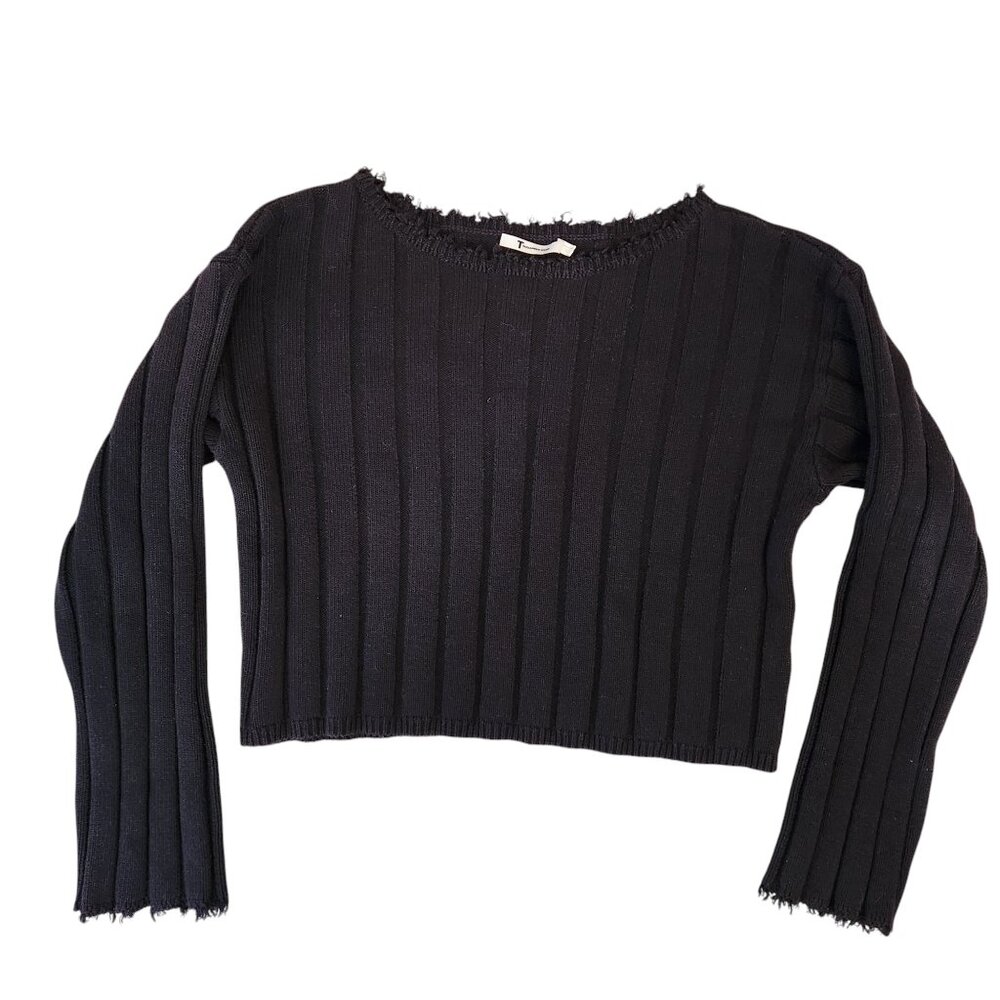 T by Alexander Frayed Sweater Black Women's Size M